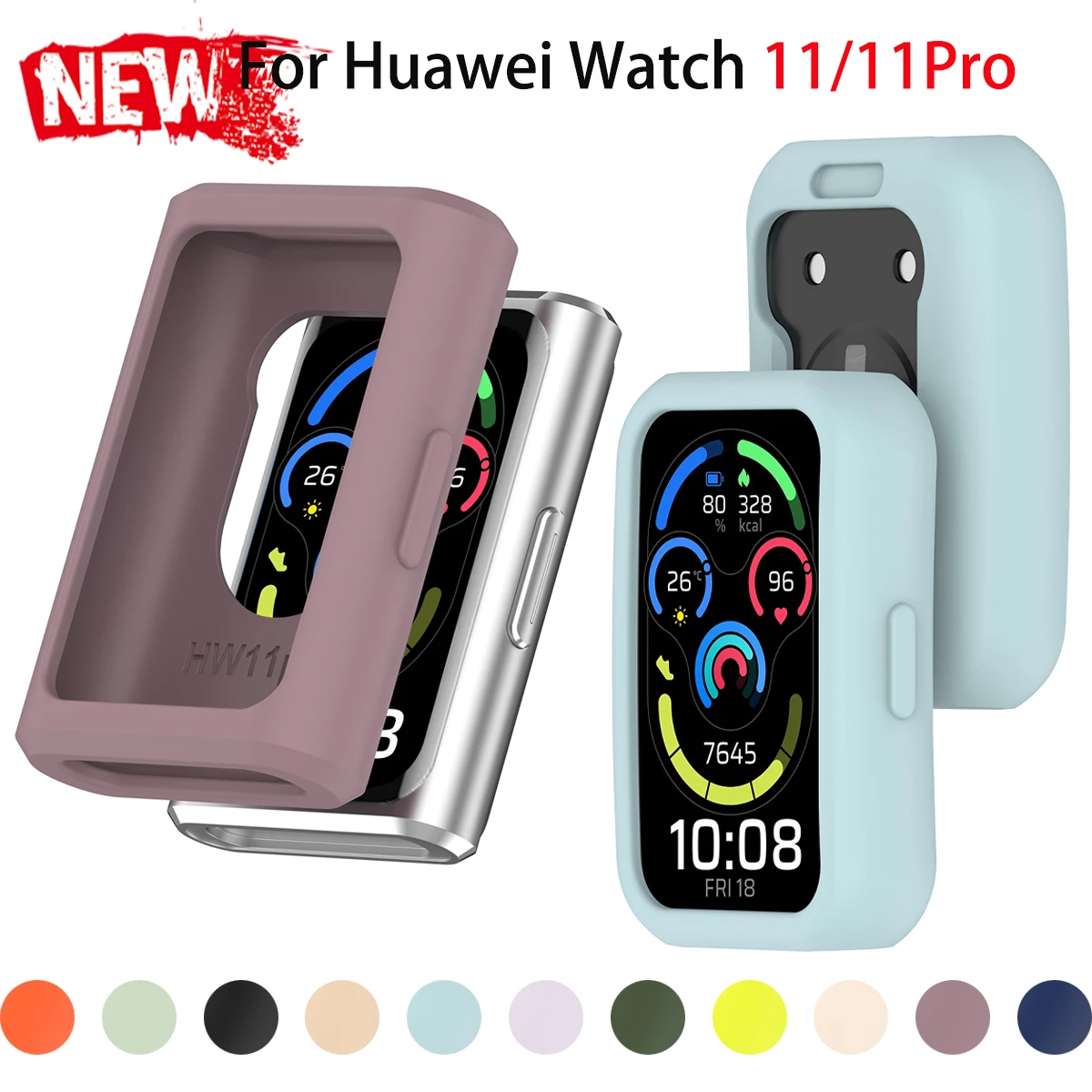 Weiche Silikonhülle für Huawei Watch 11/11Pro, Anti-Drop-Schutzhülle für Huawei Band 11/11Pro, schützender Bumper-Shell-Rahmen