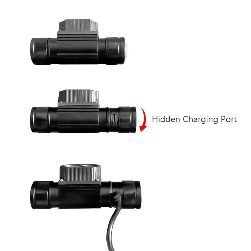 CHCH Type-C Rechargeable LED Headlamp 18650 Flashlight White& Red Light Memory Function For Fishing Hunting Camping