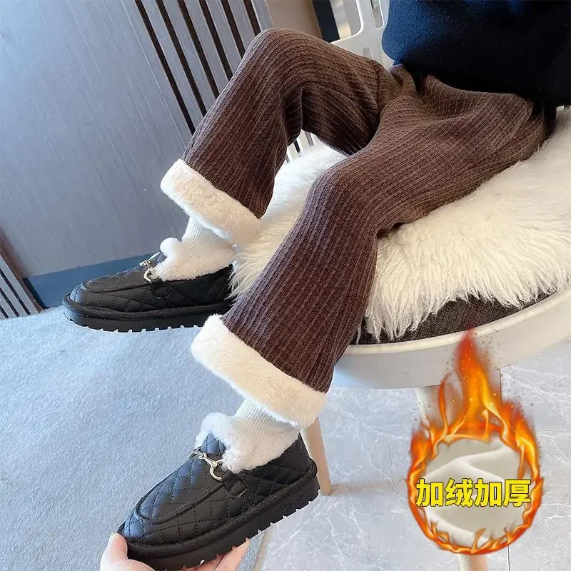 

18M-3T-7TChildren's winter loose pants; Autumn and winter girls' thickened bell-bottom pants; Baby thickened pants.