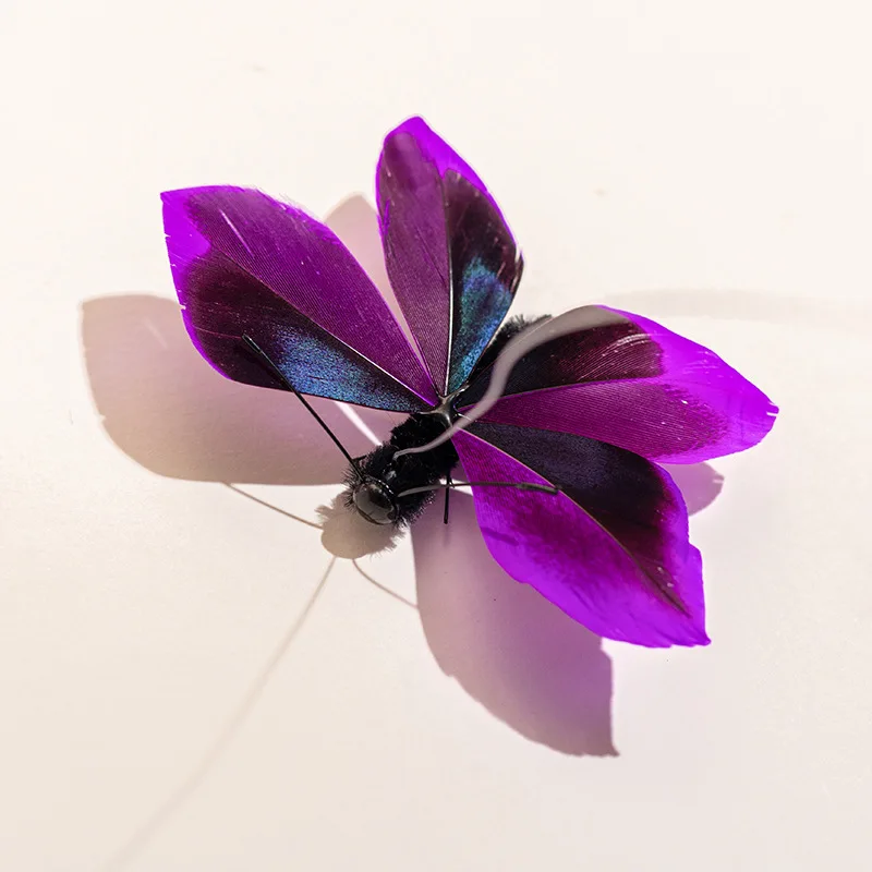 4pcs Artificial Butterfly Feather Cat Teaser Stick Change Heads Cat Pet Toy