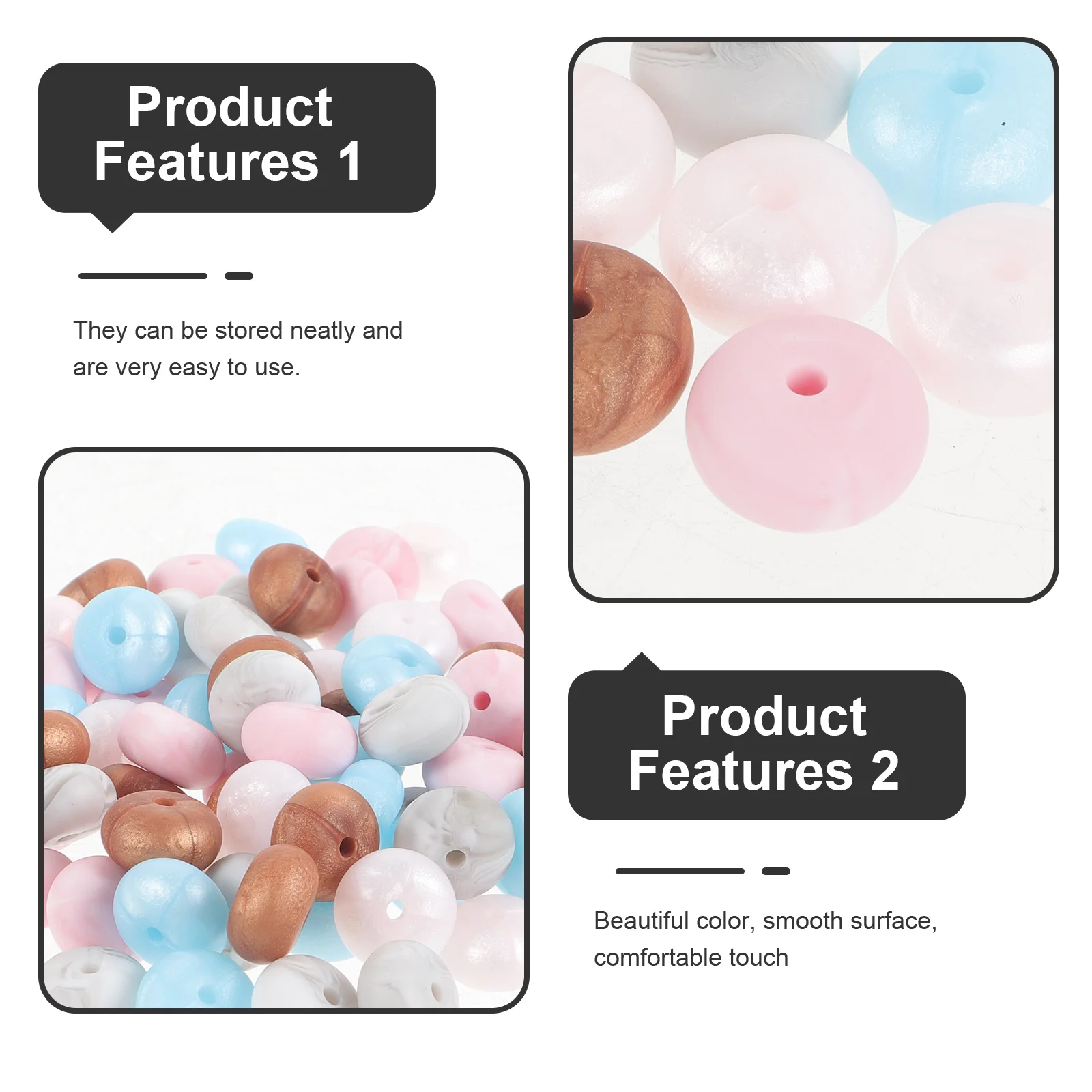 

100Pcs Silicone Teething Beads Colored Loose Round Beads for DIY Jewelry Making Bracelet Necklace Craft Accessories