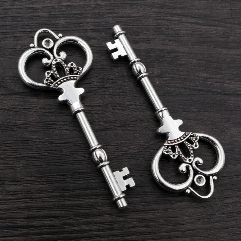 84x33mm 1pcs Antique Bronze Silver Plated Key Handmade Charms Pendant:DIY for bracelet necklace