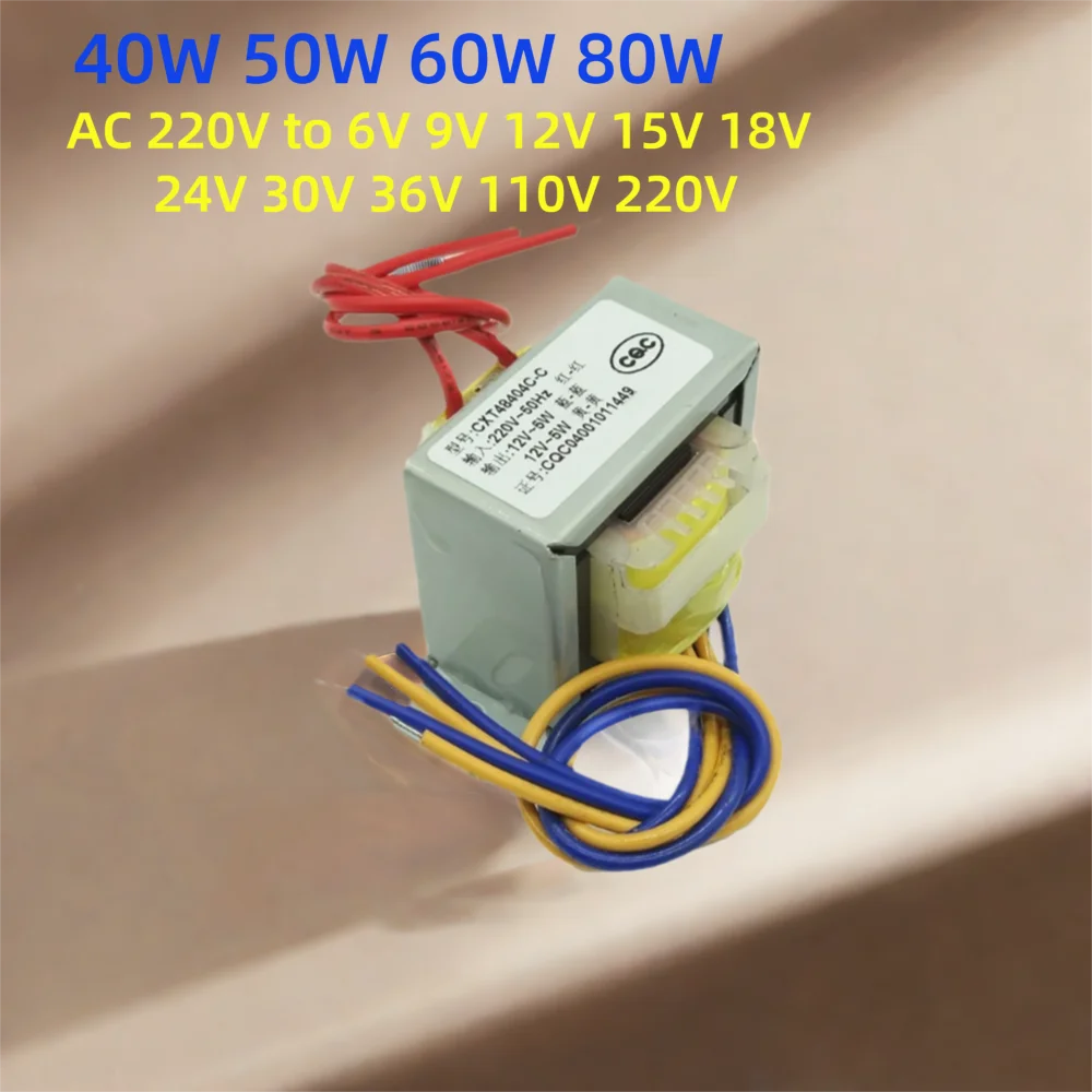 Power Transformer 40W 50W 60W 80W 50HZ Input AC 220V Output AC 6V 9V 12V 15V 18V 24V 30V 36V 110V 220V Single V 2 Line