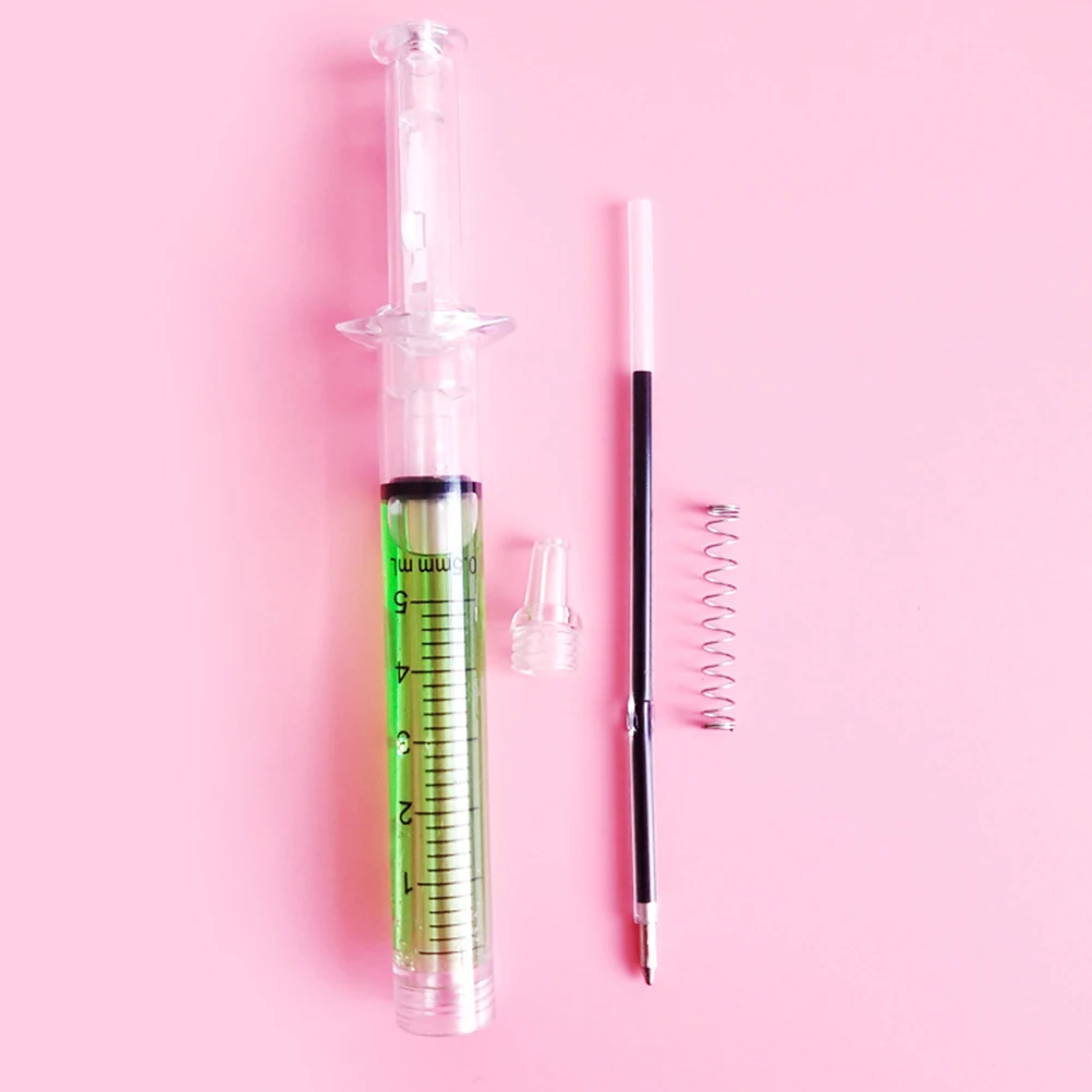 

12pcs Needle Tube Writing Ball Point Syringe Flowing Liquid Black Ink Ballpoint Pen Stationery Office Supplies(4-color Mixed)