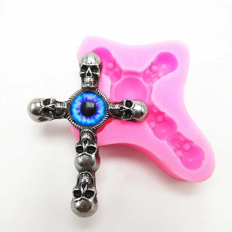 Silicone Mold Skull Cross DIY Inverted Gypsum Epoxy Resin Concrete Crystal Dropper Special Mold Manufacturing Crafts