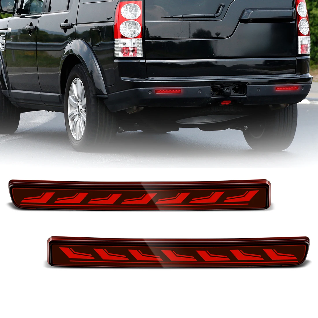 2 peças de luz de freio para Land Rover Discovery 3 LR3/ Discovery 4 LR4 2010-2016, luz traseira de LED para para-choque, luz de freio e sinalizador de direção.