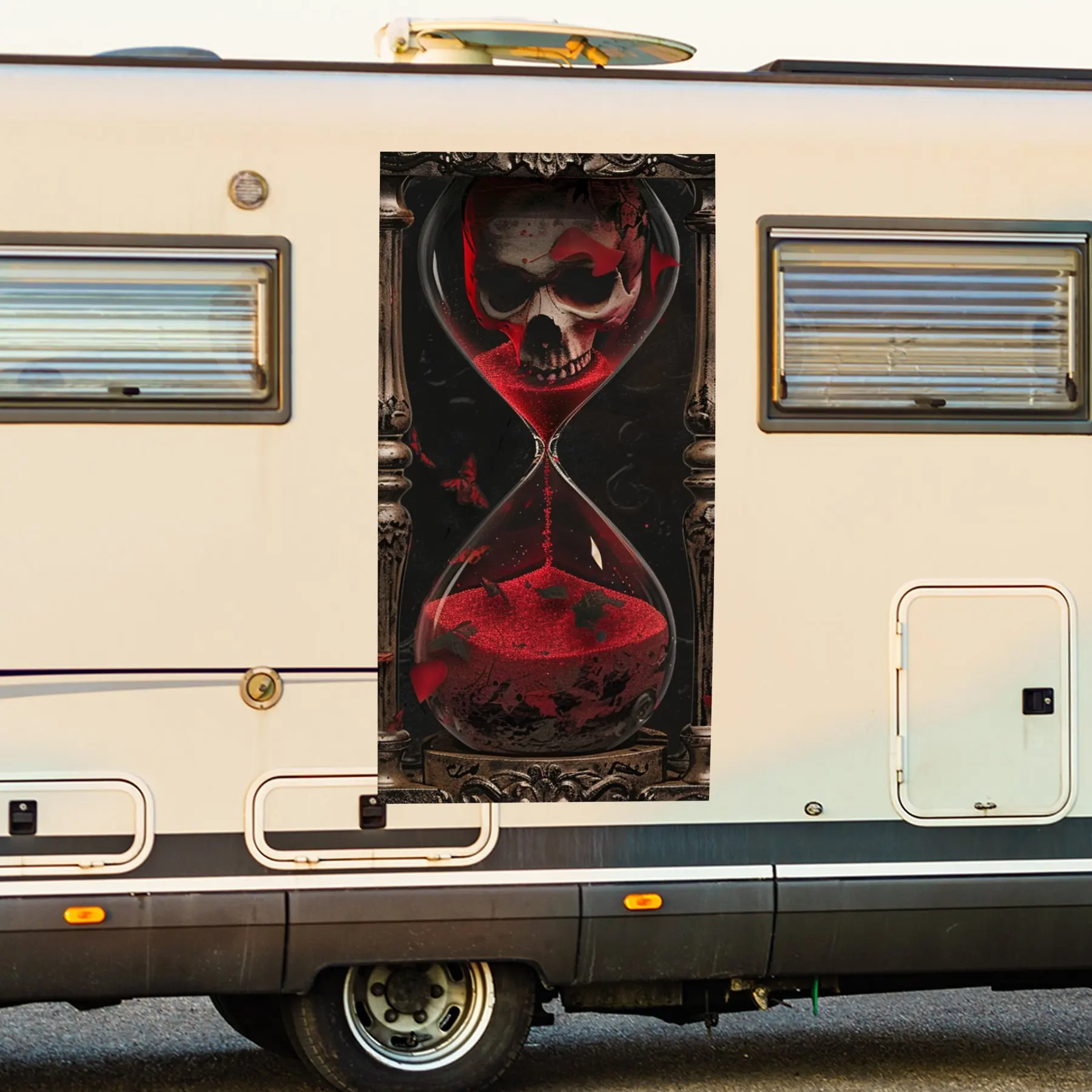 

Gothic Rose Hourglass Car Sticker,Vinyl decal on the side of the motor home, waterproof self-adhesive vinyl sticker on the side