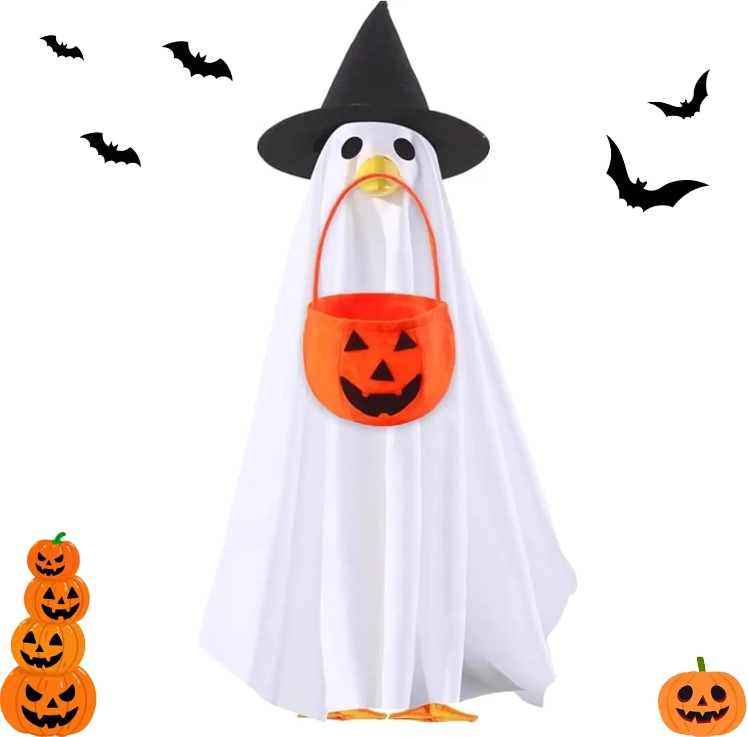 Halloween Goose Costume for 23 Inch Lawn Statue - Turkey Design with Pumpkin Pattern Durable Polyester Outdoor Goose Clothes