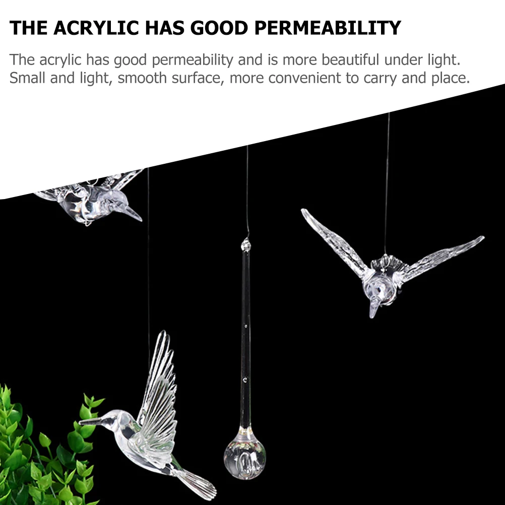 

20pcs Clear Acrylic Hummingbird Decoration Hanging naments for Home Wedding Garden DIY Crafts Crystal Pendant Gifts