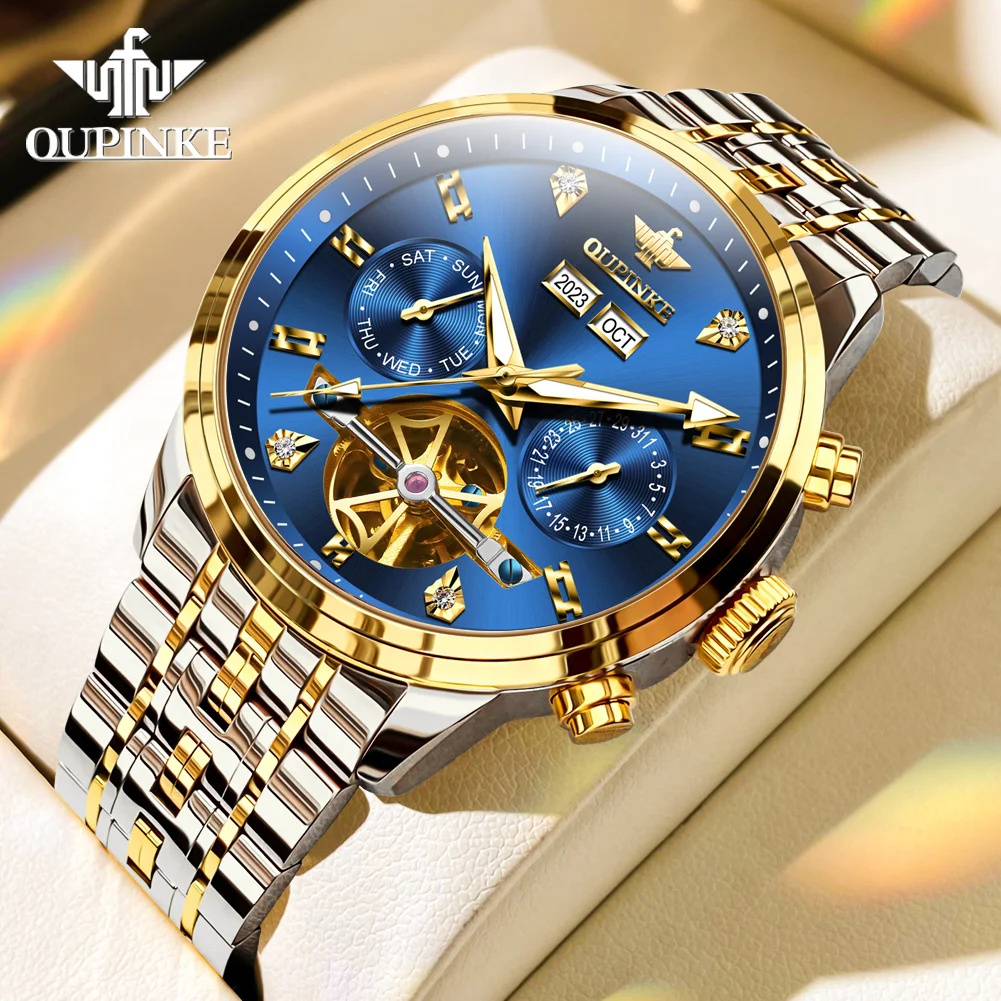 OUPINKE Luxury Watch Men Automatic Mechanical Original Top Brand Fashion Waterproof Stainless Steel Sapphire Crystal Watches