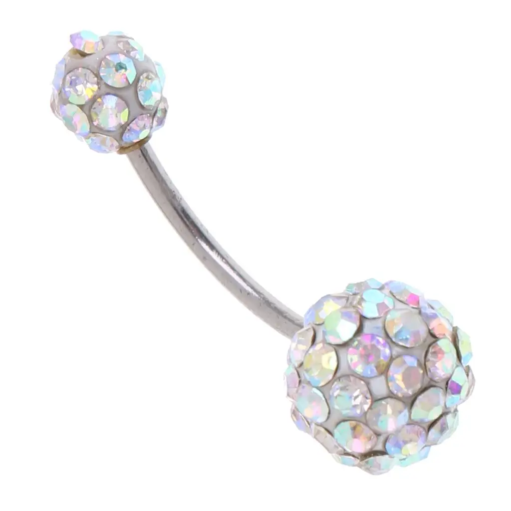 Women Lady Crystal Rhinestone Belly Button Ring Dangle Navel Body Piercings