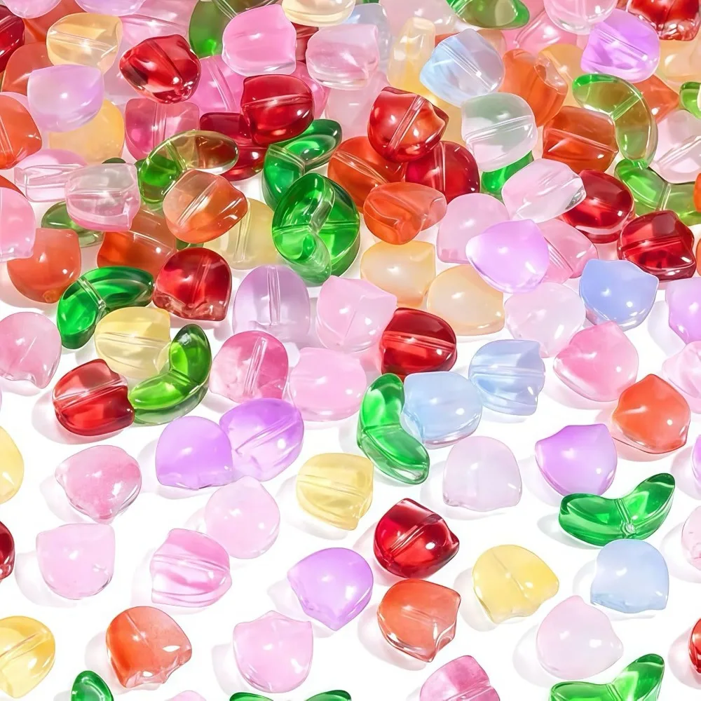 10/25/50/200 Set Tulip Flower Colorful Translucent Bracelet Beads Handcrafted Cute Flower Glass Bead for DIY Jewelry Making Gift