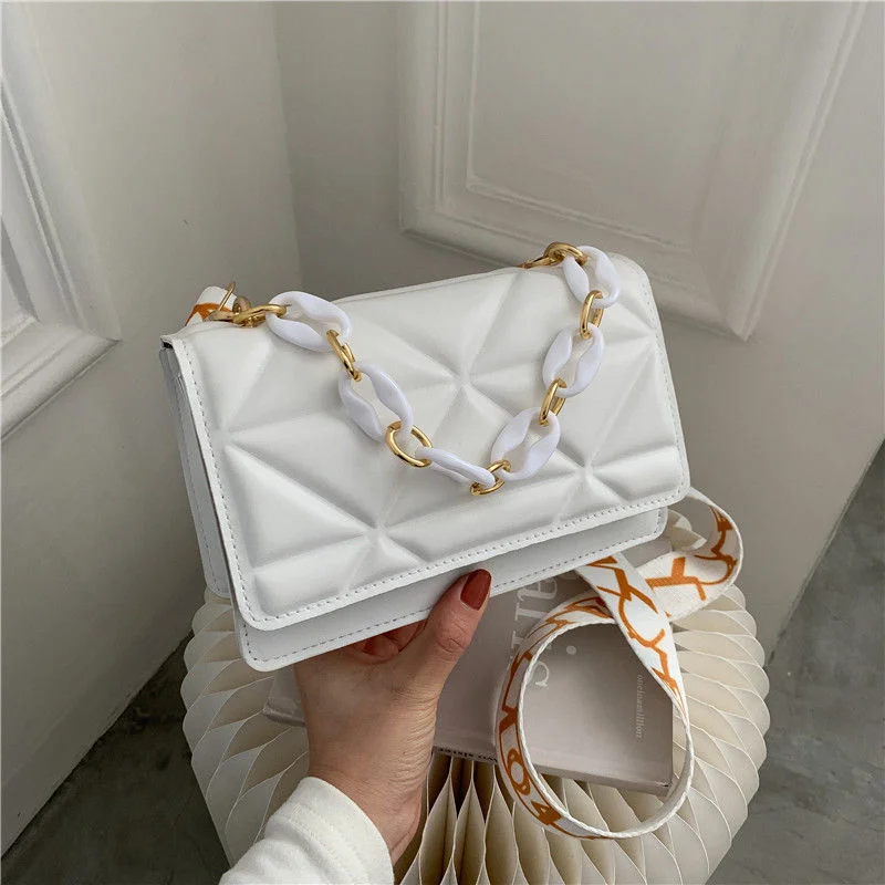 2024 New Women Advanced Diamond Bag Trend All-match Shoulder Bag Niche Chain Handbag Female Fashion Texture Shopping Bag