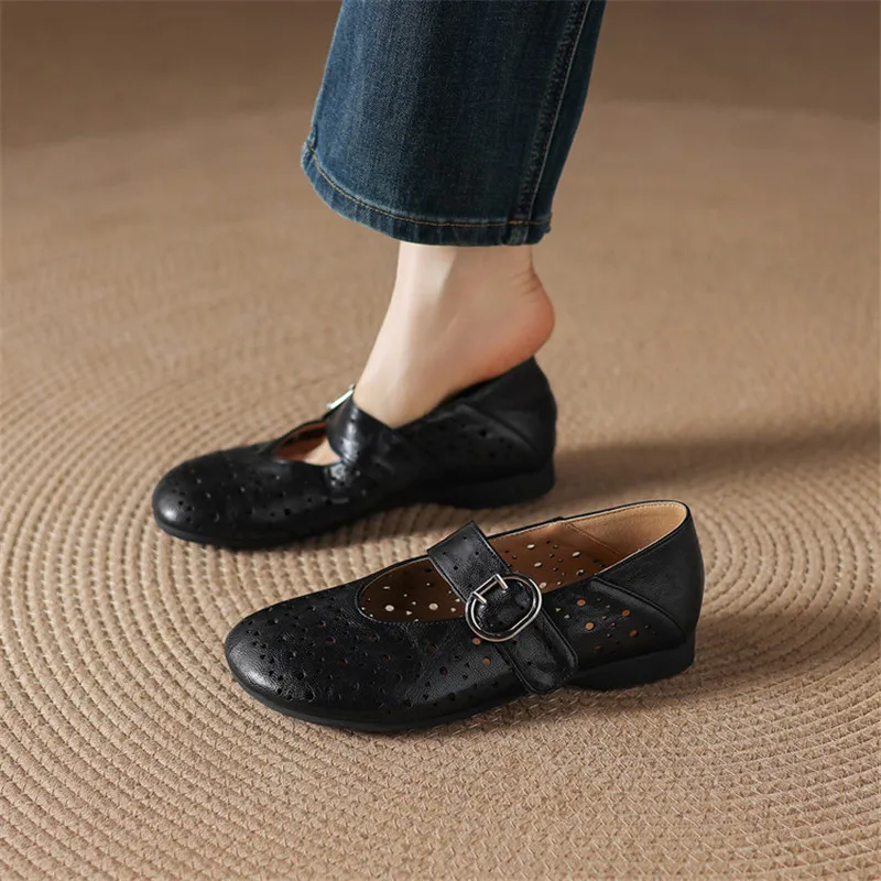 NEW Spring/Summer Women Shoe Fashion Hollowed-out Round Toe Shoes for Women Low Heel Handmade Women Pumps Ladies Mary Jane Shoes