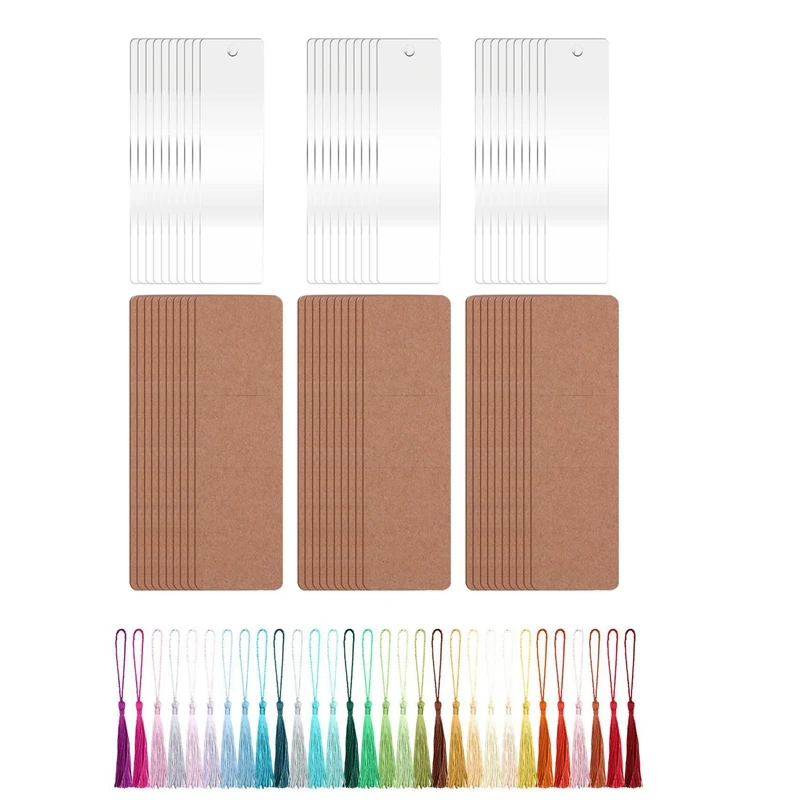 حامل علامة كتب راتينج مع شرابات ملونة ، أكمام من ورق الكرافت الشفاف ، 90 ، 30 من الأكريليك