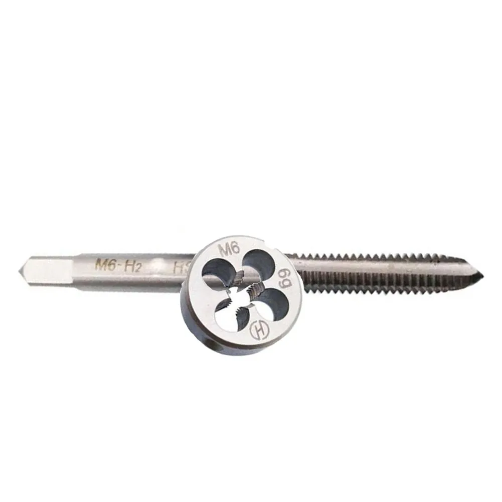 2PCS M6 X 1mm HSS Tap And Die Set Metric Right Hand Thread Tool For Steel Zinc Alloy Unalloyed Metal Working Hand Tools Kit