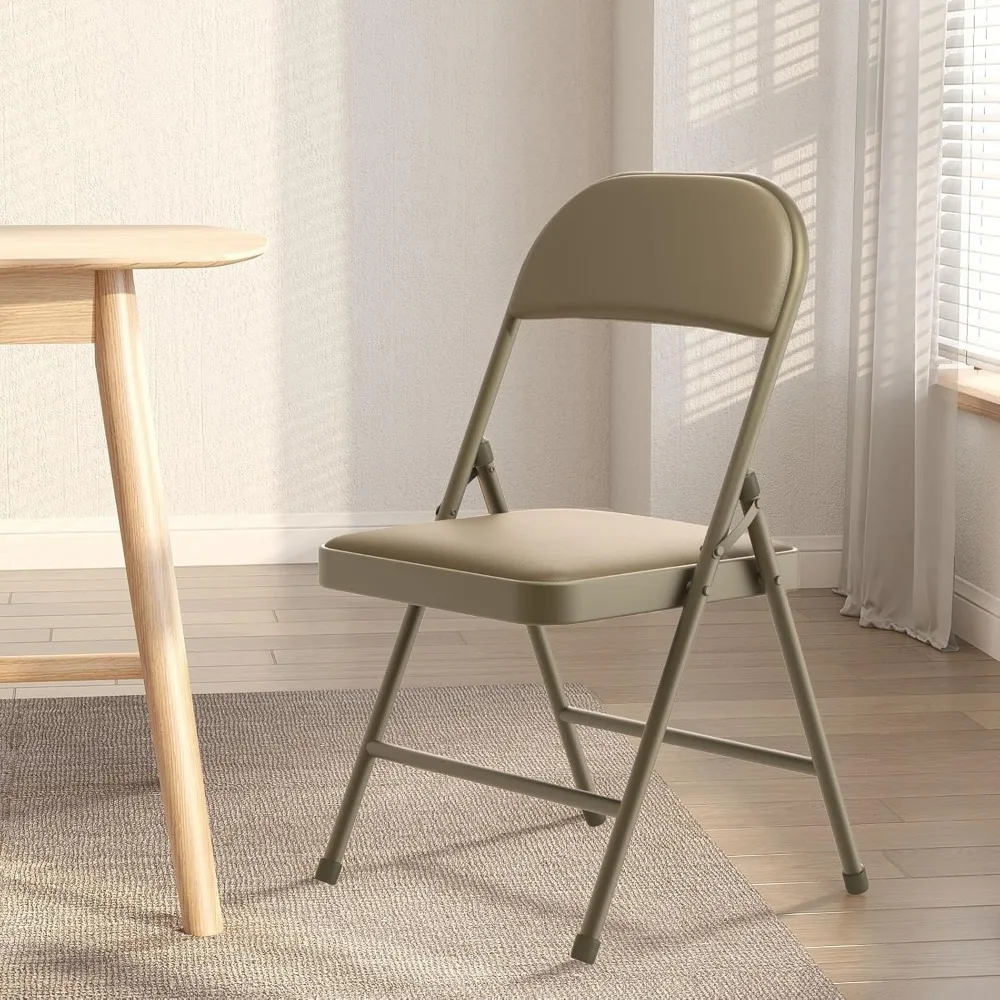 Padded Vinyl Cushion Folding Chairs - Comfortable, Durable Steel Frame for Home and Outdoor Use