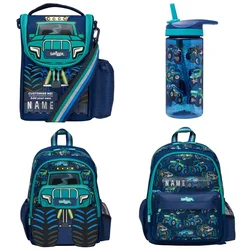 Genuine Australian Smiggle Schoolbag Cute Blue Truck pupil Bag Medium Children Backpack Water Cup Retractable Pen Bag Lunch Bag