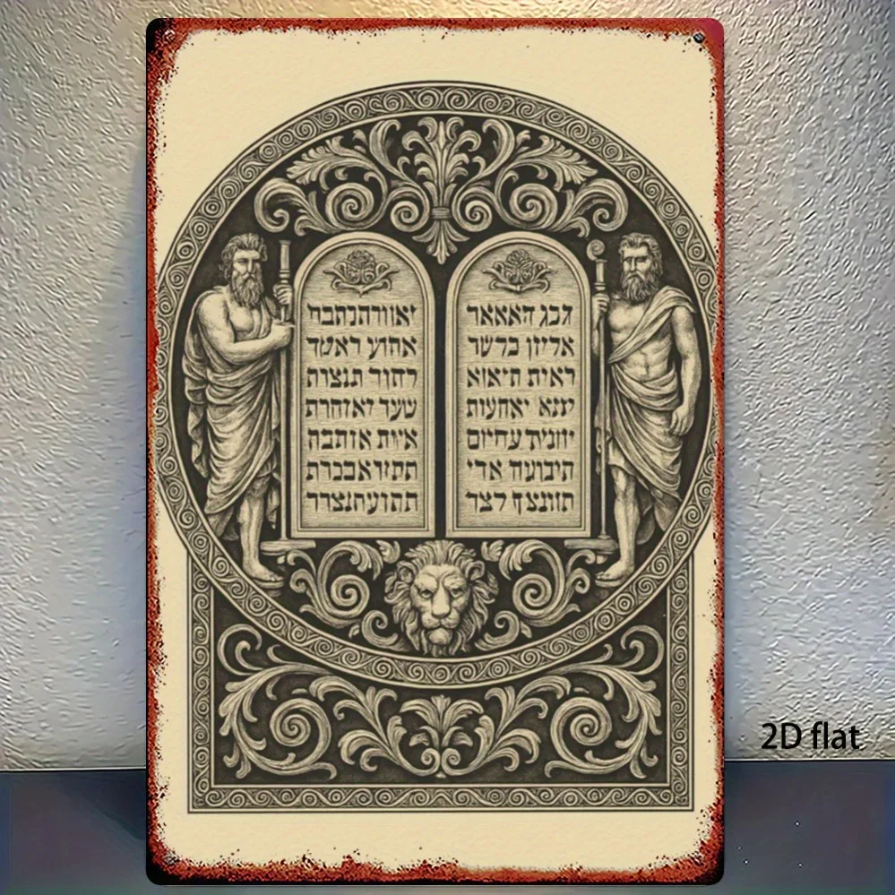 Metal Sign 10 Commandments Wall Decor Rustic Iron Art for Home Bar Garage 8x12 Inch
