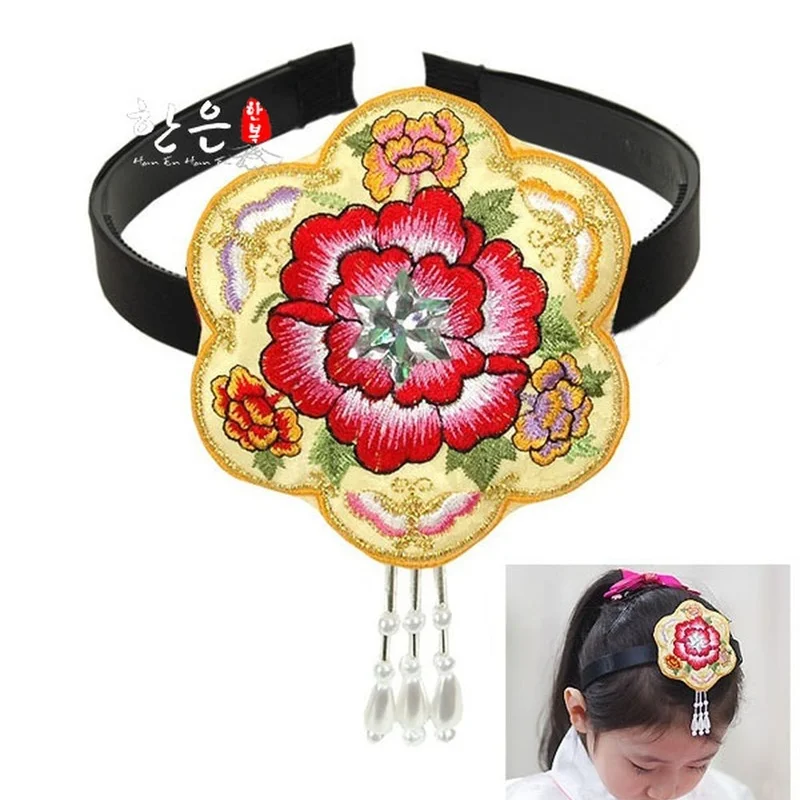 Children's Hairband/bride's Headdress Girls Korean Original Imported Korean Clothing Hairdress/embroidered Pendant Hairband