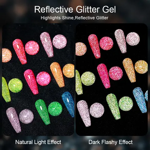 AS 15ml नियॉन रिफ्लेक्टिव ग्लिटर जेल नेल पॉलिश सुपर फ्लैश स्पार्कलिंग सेमी परमानेंट UV/LED पेंटिंग जेल पॉलिश 10 best sales बहुत अच्छी नेल जेल पॉलिश - №6