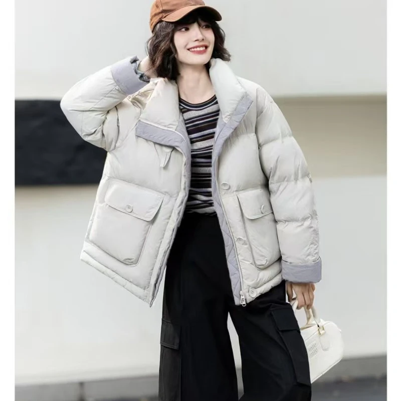 Luxury Design Women's Clothing Patchwork Cotton Padded Coat Winter Warm Puff Jacket Trend Streetwear Long-sleeved Parkas Top