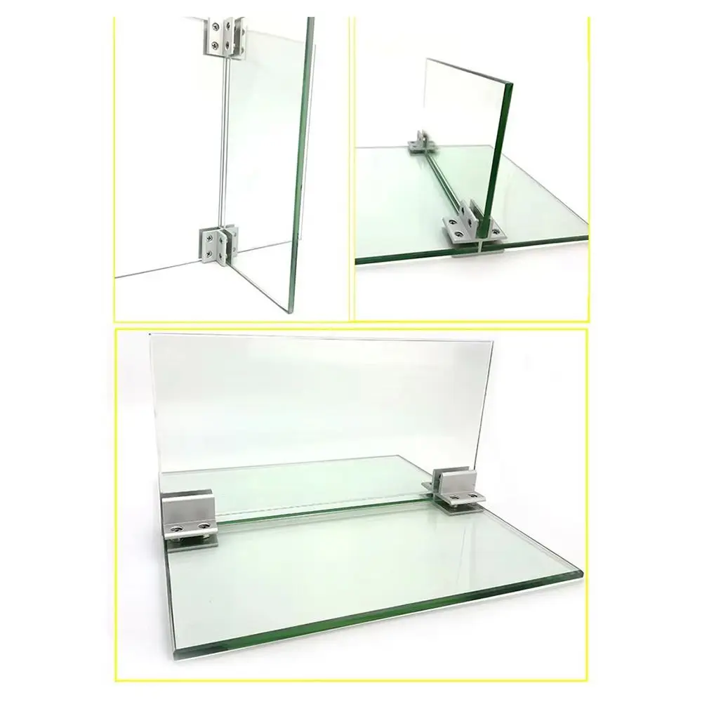 Stainless Steel Tile Clamps Square Clamp 4mm To 12mm Partition Support Clip Aluminum Alloy Without Drilling Aquarium Clamps