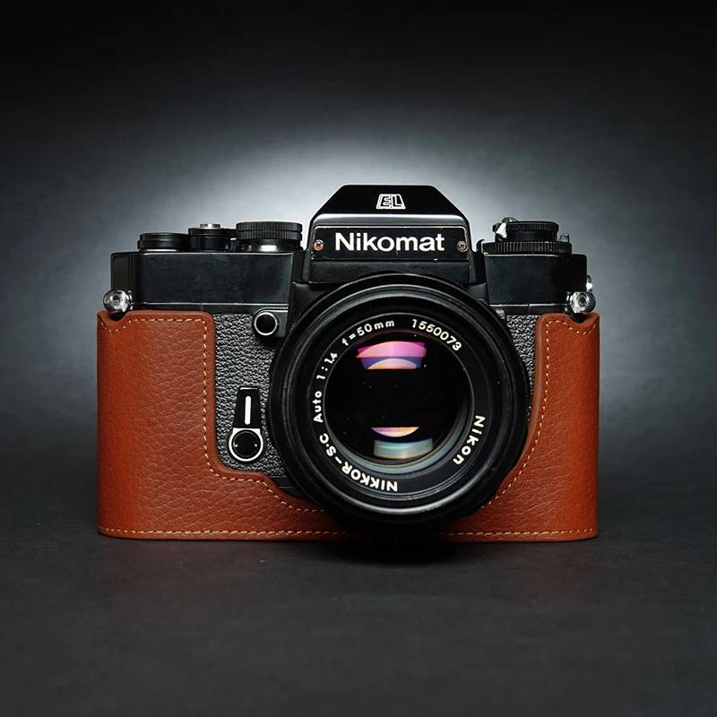 جلد طبيعي مصنوع يدويًا كاميرا نصف حافظة حقيبة كاميرا تصميم لنيكومات FTN FT FT2 3 EL EL2 ELW #5