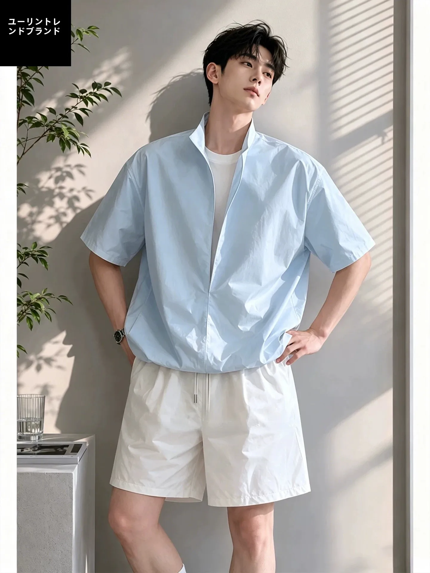 korean-style-fake-two-piece-short-sleeve-shirt-cool-summer-outfit-set-for-boys-teenage-sun-protection-thin-shirt-whole-set