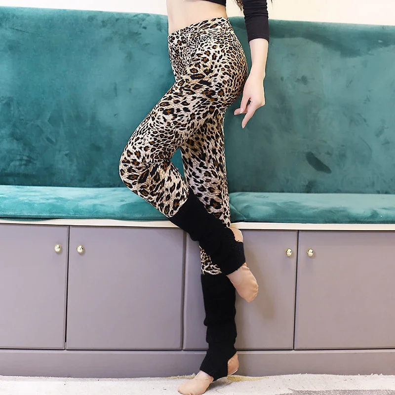 Belly Dance Sexy Leopard Print Trousers Practice Clothes Female Solo Elegant Clothing Oriental Dance Practice Performance Pants