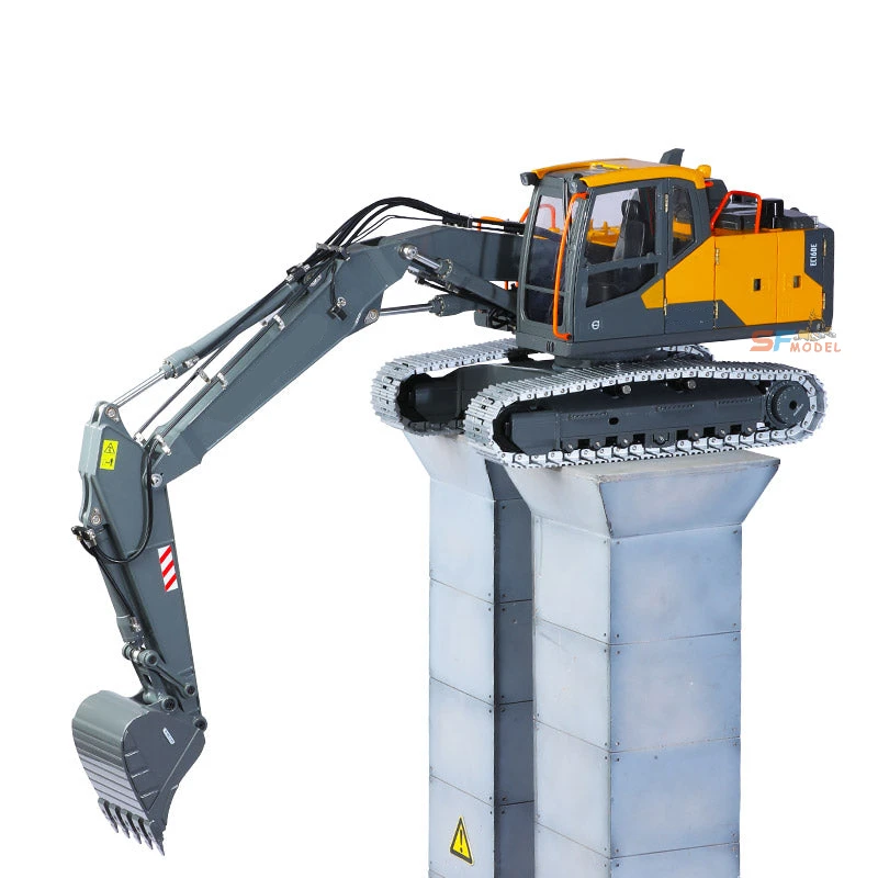 DOUBLE E 3 Arm Hydraulic Excavator 1/14 E111 RC Hydraulic Excavator Metal Model EC160E with Light Engineering RC Car Boy Toy