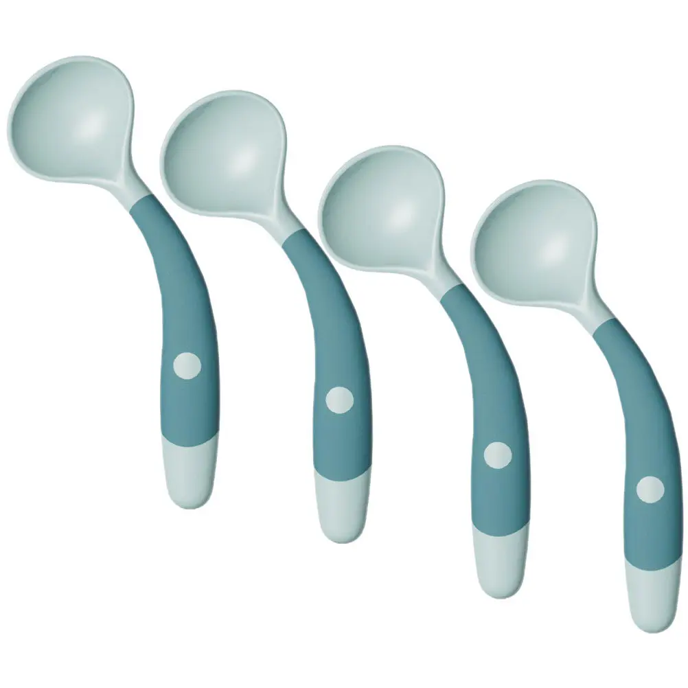 

Набор из 4 детских тренировочных ложек из ПП и ТПЭ с безопасной эргономичной ручкой и гладкими краями для новорожденных, младенцев и малышей