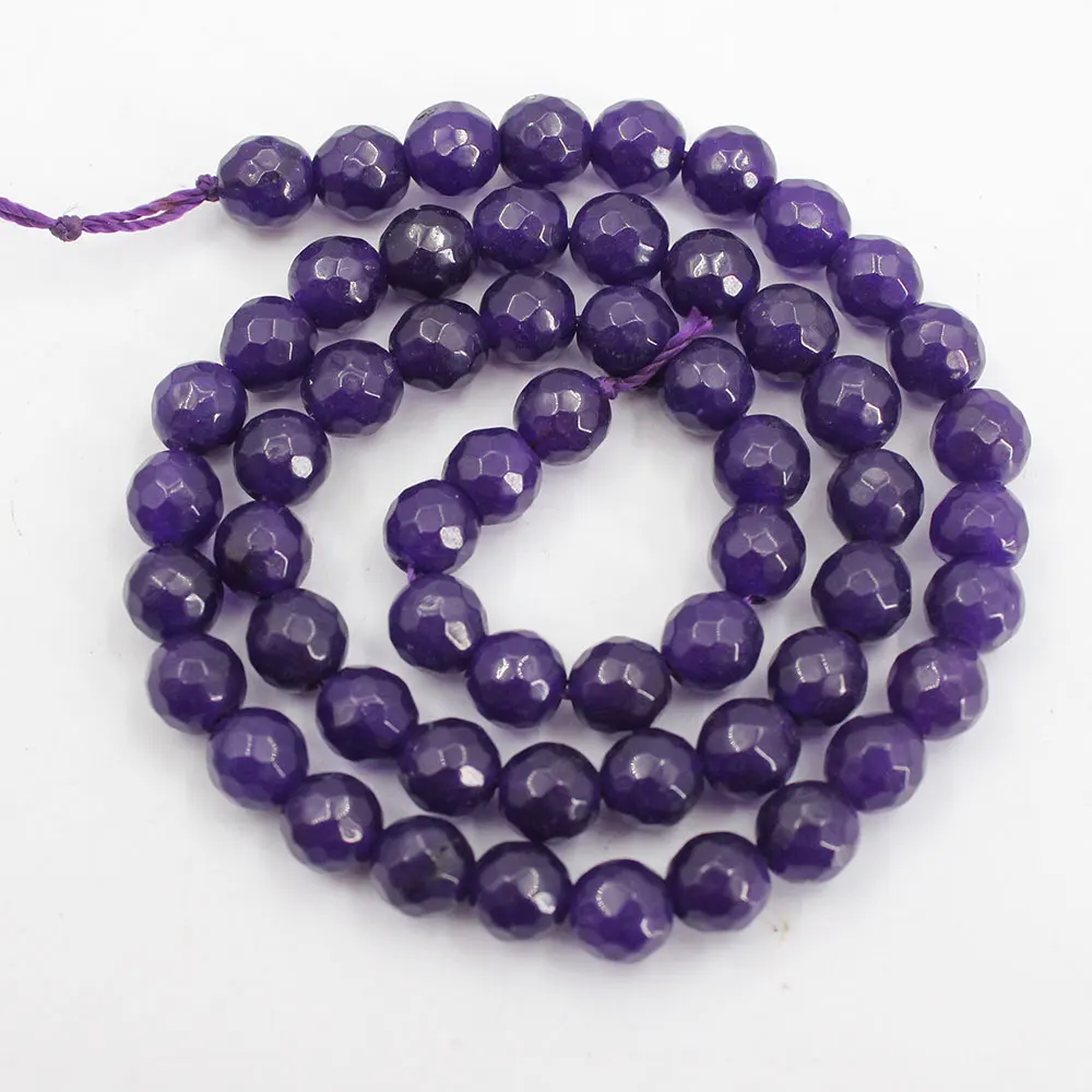 

APDGG 2 Strands Purple Jade Faceted Round Real Stone Loose Beads 15" Strand Jewelry Making DIY