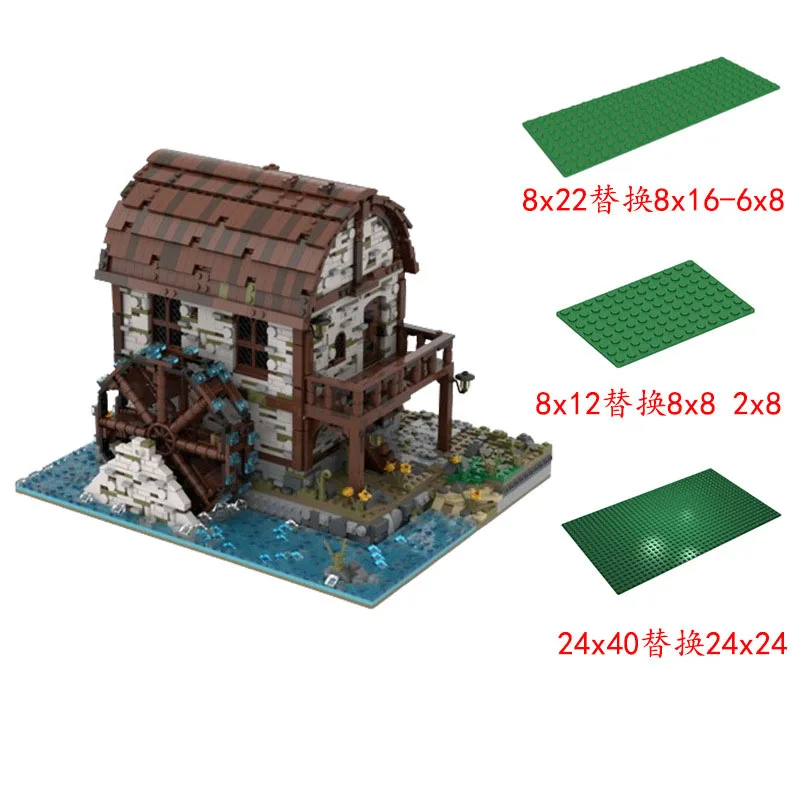 Bouwsteen MOC-169846 Middeleeuwse Molen Waterrad Gebouw 3268 Stuks Volwassen Kinderen Puzzel Onderwijs Verjaardag Kerst Speelgoed Cadeau