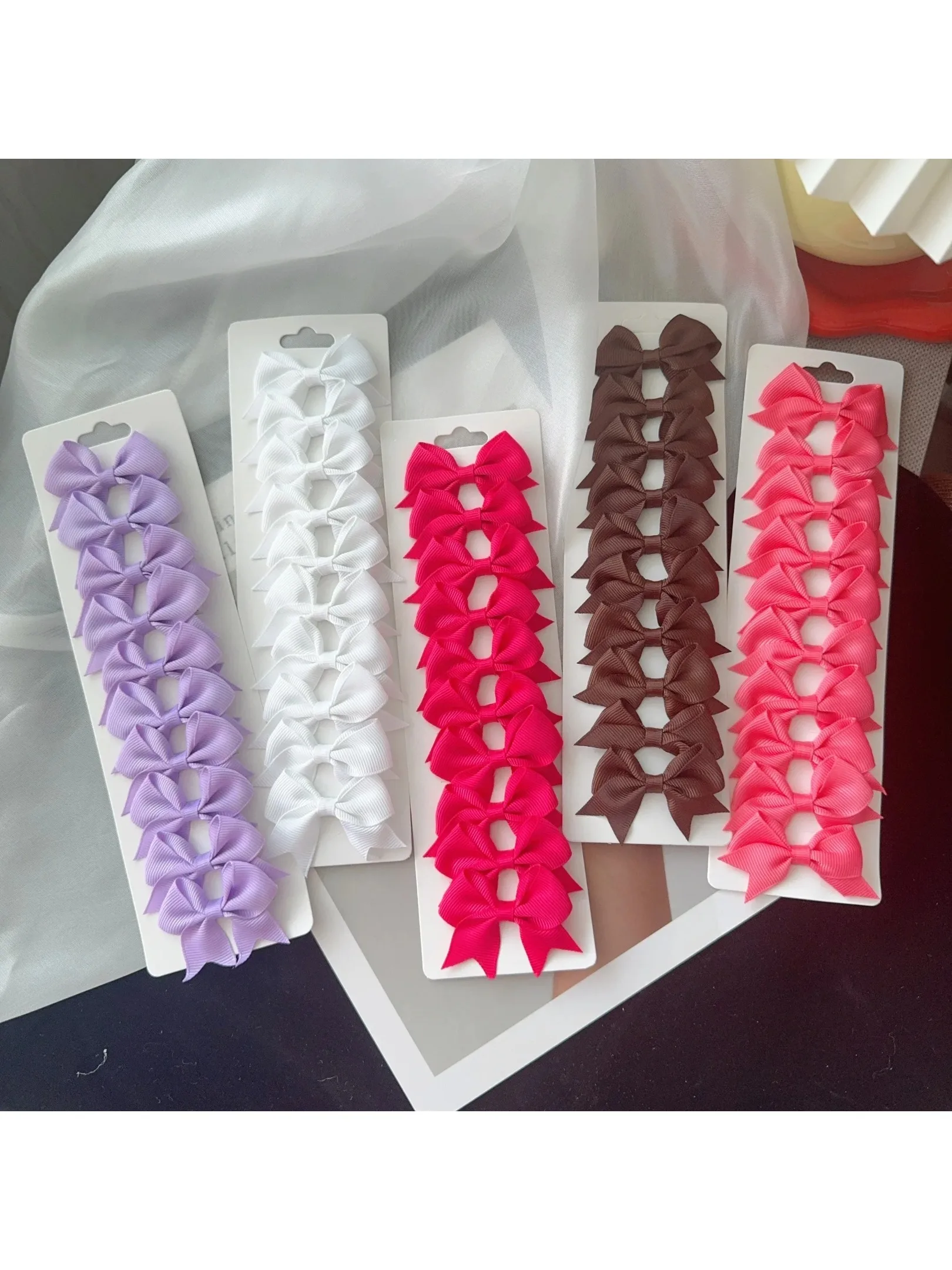 Barrettes en épingle à cheveux avec nœuds faits à la main, couleur bonbon, mignon ruban solide, pinces à cheveux, couvre-chef pour bébés filles, accessoires pour cheveux d'enfants, 10 pièces