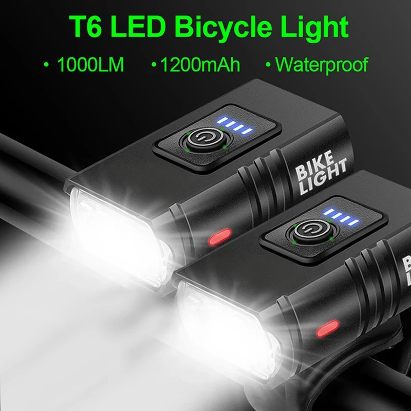 

BK02 Bike Light USB Rechargeable T6 LED Bicycle Lights 6 Modes MTB Flashlight Bicycle Headlight for Cycling Bicycle Front Lamp