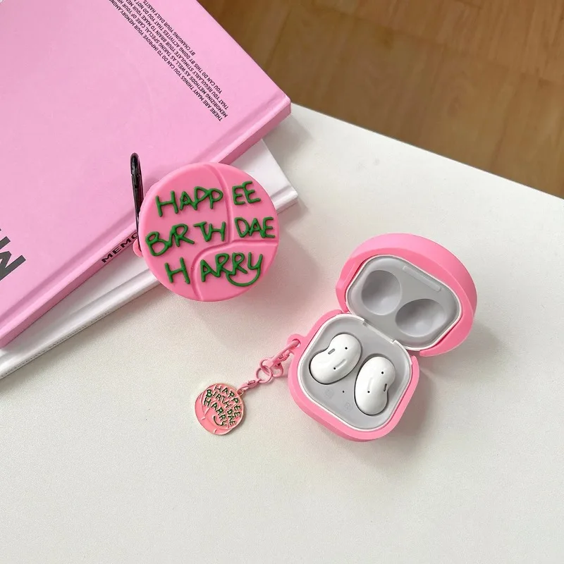 For Samsung Galaxy Buds 3 2 Pro Buds3 Live FE Earphone Case 3D Birthday Cake Silicone Cartoon Headphone Box With Pendant Cover