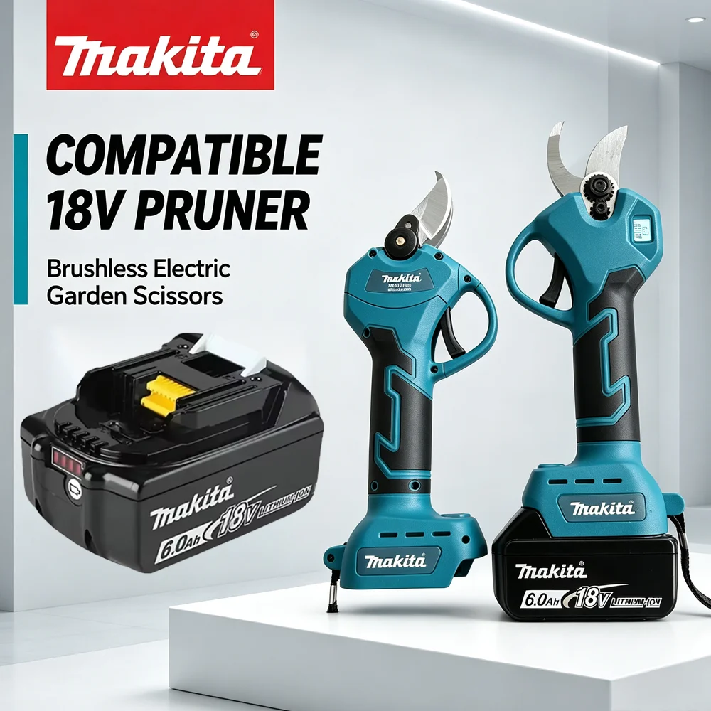Makita 18V 6.0Ah BL1860 Lithium Battery Brushless Garden Pruner Cordless Scissors LED Power Display Orchard Trimming Shear Tools