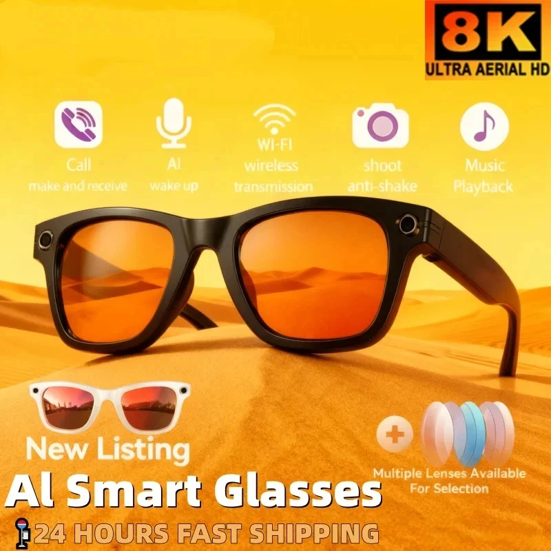

2026 AI Smart Glasses HD Photo Video Record Translation Voice Assistant Bluetooth Call Music Multifunction Mototcycle Glasses