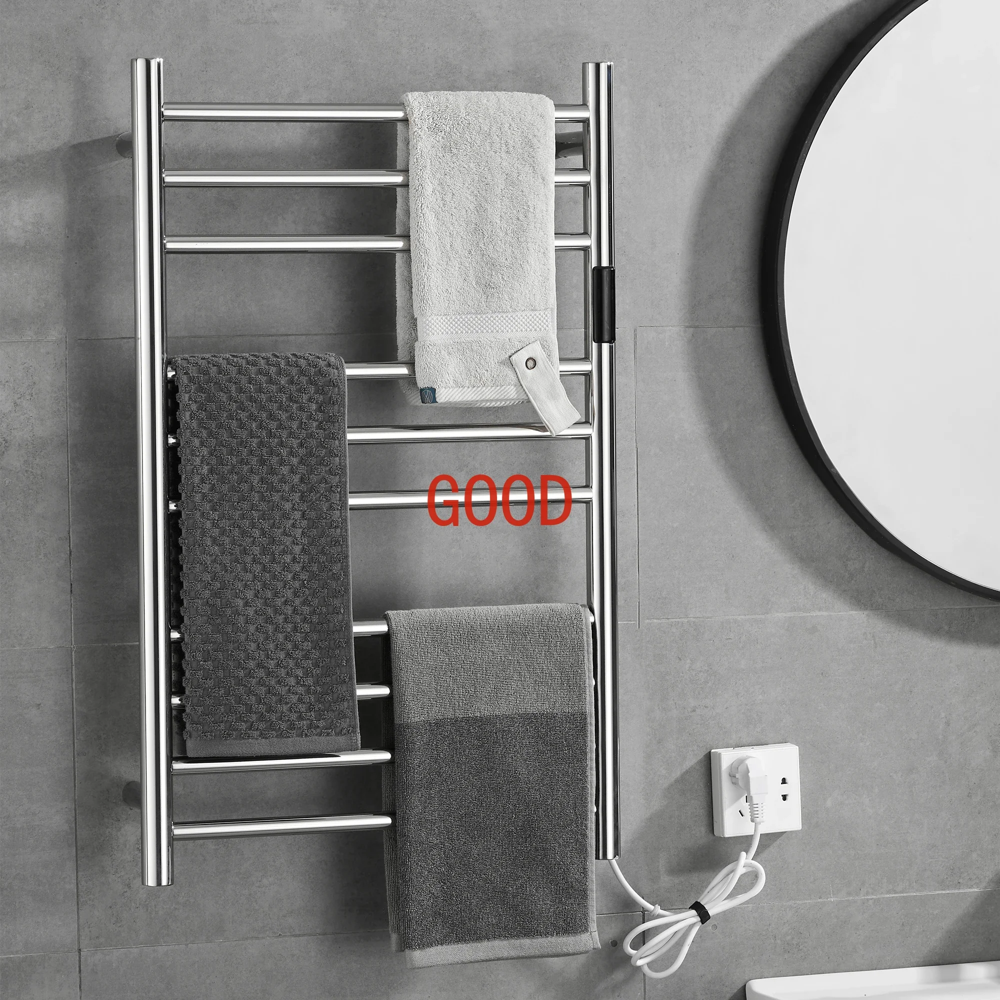 Chrome color 80*50  Stainless Steel Temperature Control Time Smart Home Heated Towel Rack Towel Rack