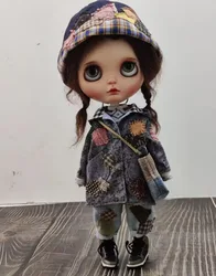 2024 Wandering Style vintage 5pcs Blythe  Hat, coat, top, pants, bag 1/6 30cm(Fit for azone,Pullip,Ob22/24/26, Licca)