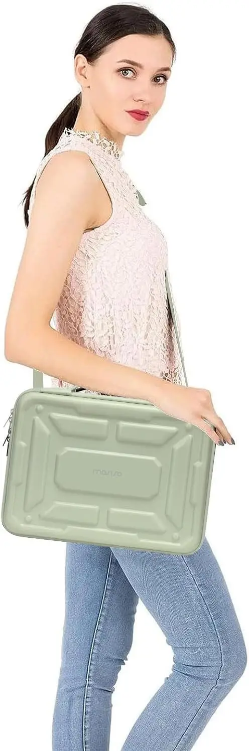 

MOSISO Laptop Shoulder Bag Compatible with MacBook Pro 14 inch Waterproof Shockproof Carrying Case Bag Antique Green