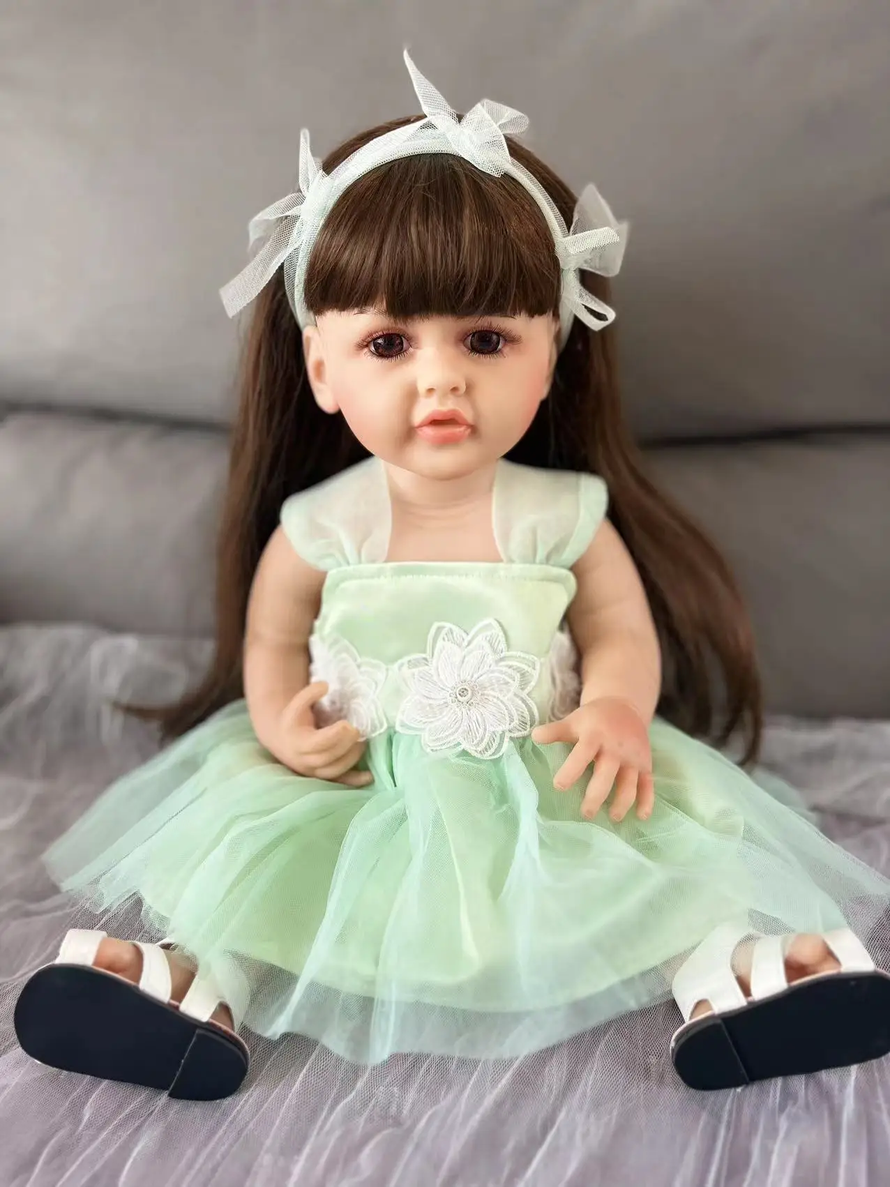 55 cm Green Elf Skirt Princess Silicone Vinyl Reborn Baby Doll Bebe Reborn Toys Birthday Gifts For Child