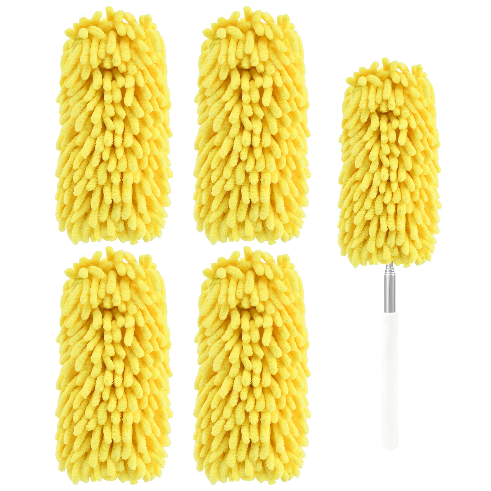 4pcs Deep Cleaning Washable Reusable Kitchen Hardwood Soft Yellow Duster Refill Floor Window Dust Remove Chenille Heavy Duty