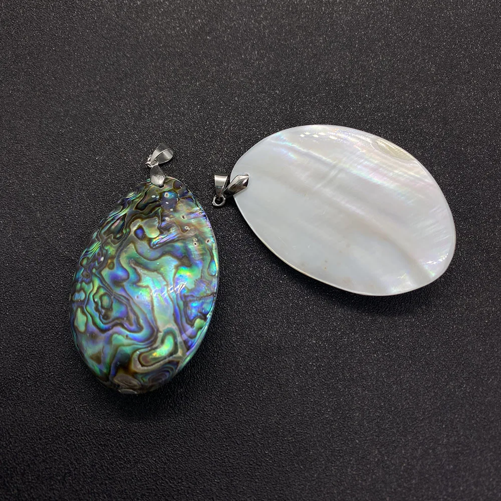 Classic Oval Natural Colorful Abalone Shell Pendant for Glamour Ladies DIY Jewelry Necklace Fashion Accessory Gift 37x56mm