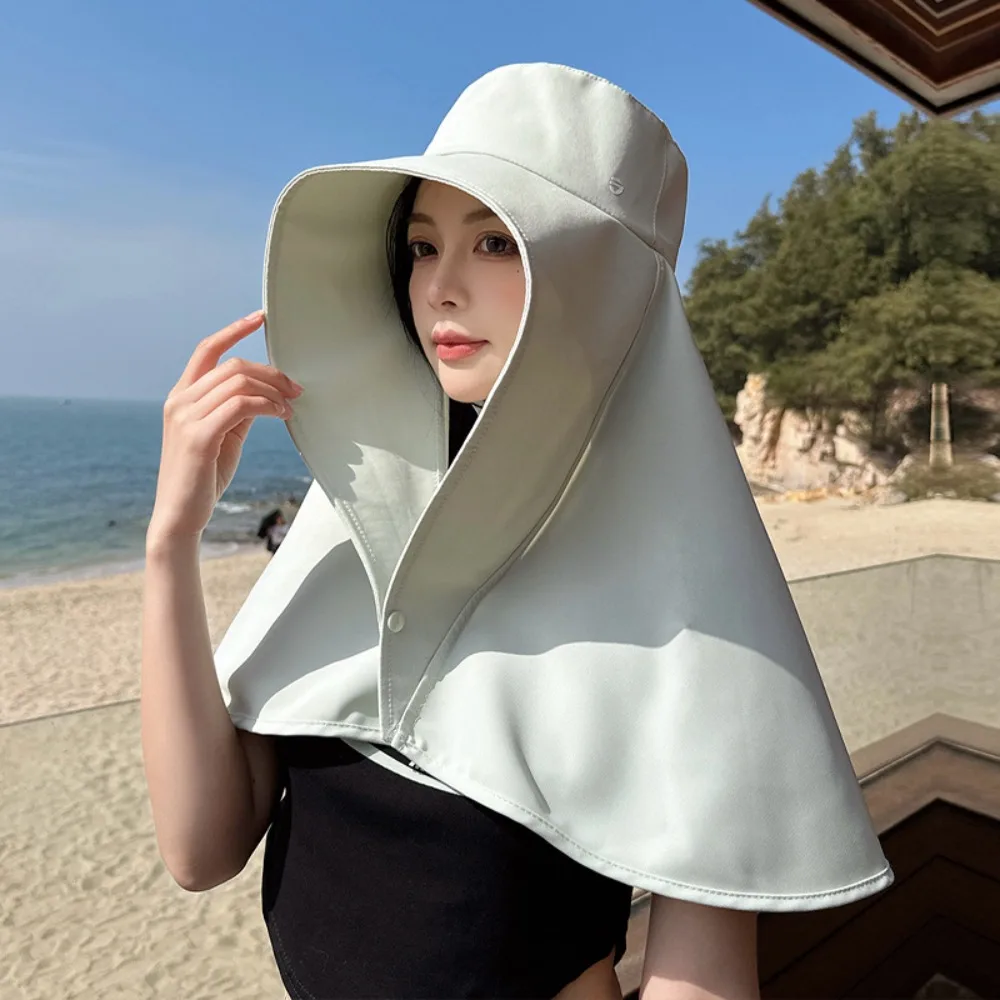 

Wide-Brimmed Shawl Fisherman Hat Full Face Sun Protection Adjustable Sunshade Sun Hat Face Cover Lightweight Mask Hat Cycling