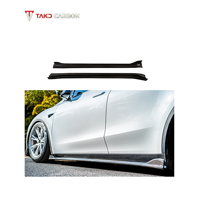 

TAKD Carbon Quality Side Skirts Extensions Golssy 100% Dry Carbon Fiber Material for TESLAs Model Y 2021-UP