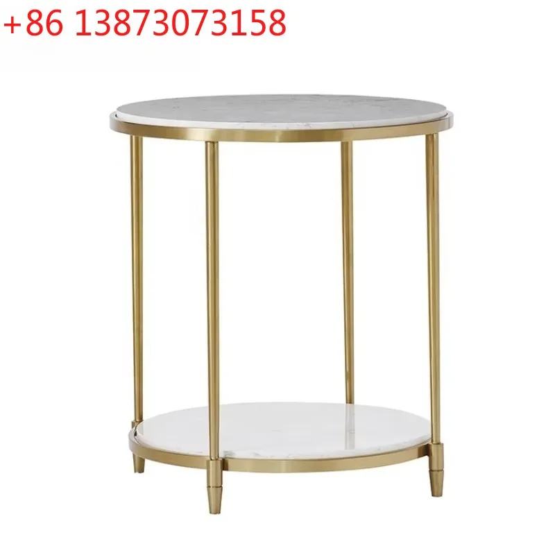 Home Furniture Luxury Style Gold Metal Frame Living Room Sofa Side Table Round Marble Coffee Table Hotel