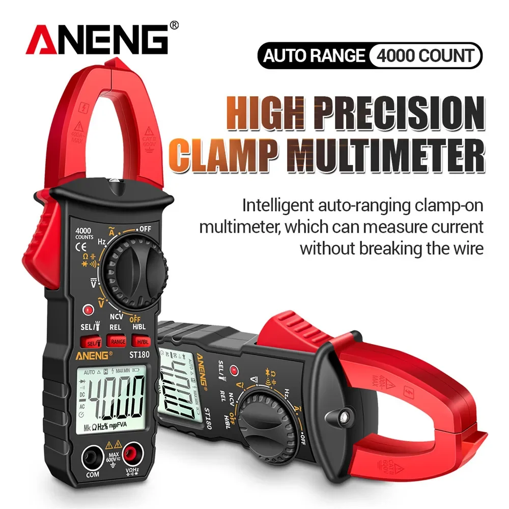 

Digital Clamp Meter Multimeter 4000 Counts ANENG ST180 AC Current Ammeter Voltage Tester Car Amp Hz Capacitance NCV Ohm Tool