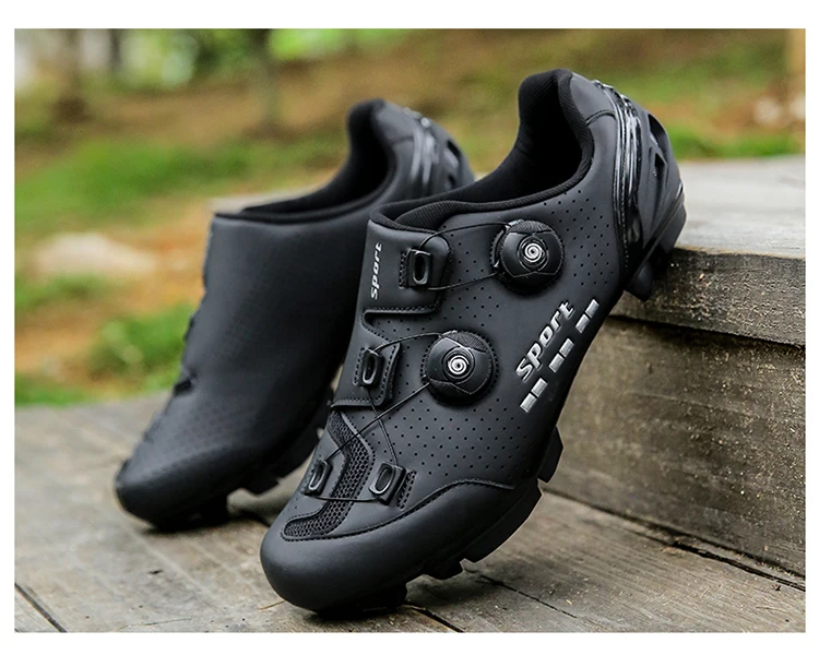 Herren- und Damen-Mountainbike-Schuhe, professionell, atmungsaktiv, harte Sohle, verstellbarer Knopf, MTB-Cleat, rutschfest, Offroad-Fahrradschuhe S – Detail 11